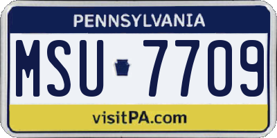 PA license plate MSU7709