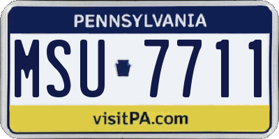 PA license plate MSU7711