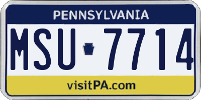 PA license plate MSU7714