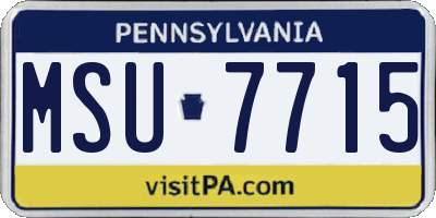 PA license plate MSU7715