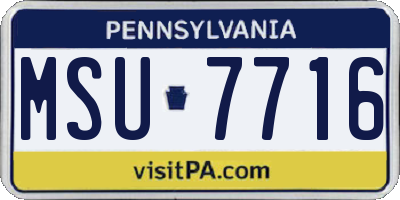 PA license plate MSU7716