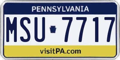 PA license plate MSU7717