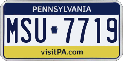 PA license plate MSU7719