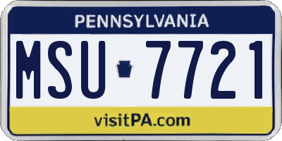 PA license plate MSU7721