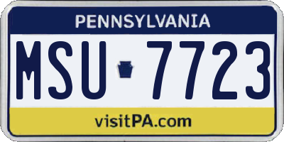 PA license plate MSU7723