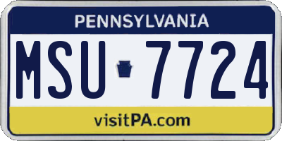 PA license plate MSU7724