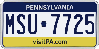 PA license plate MSU7725