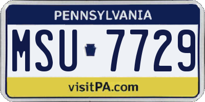 PA license plate MSU7729