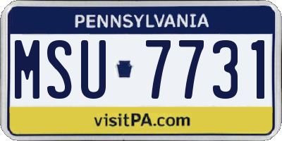 PA license plate MSU7731