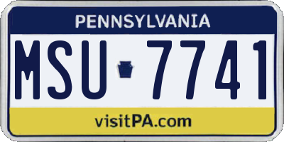 PA license plate MSU7741