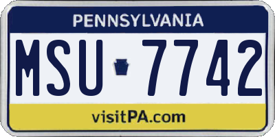 PA license plate MSU7742