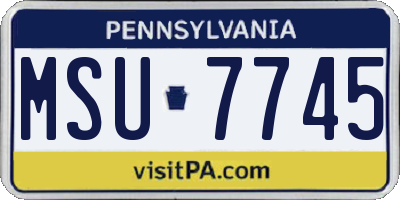 PA license plate MSU7745
