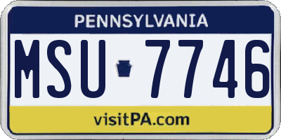 PA license plate MSU7746