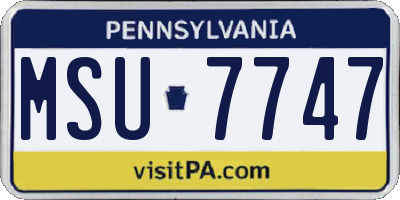 PA license plate MSU7747