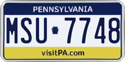 PA license plate MSU7748