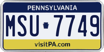 PA license plate MSU7749
