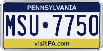 PA license plate MSU7750