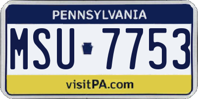 PA license plate MSU7753
