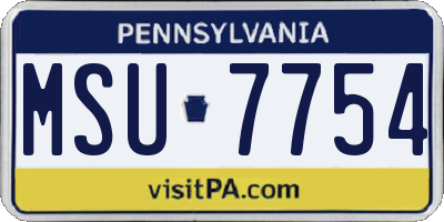 PA license plate MSU7754