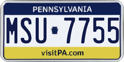 PA license plate MSU7755