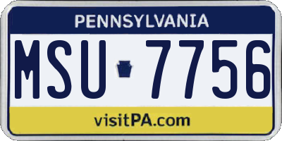 PA license plate MSU7756