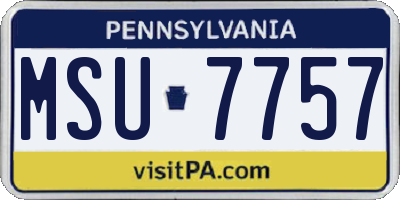 PA license plate MSU7757