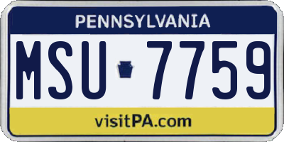PA license plate MSU7759