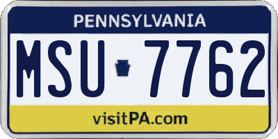 PA license plate MSU7762