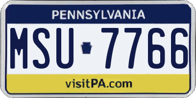 PA license plate MSU7766
