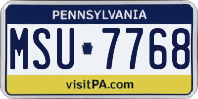 PA license plate MSU7768