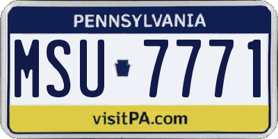 PA license plate MSU7771