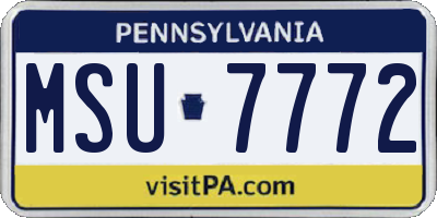 PA license plate MSU7772