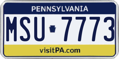PA license plate MSU7773