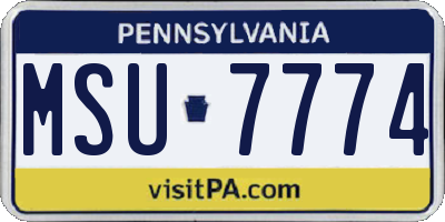 PA license plate MSU7774