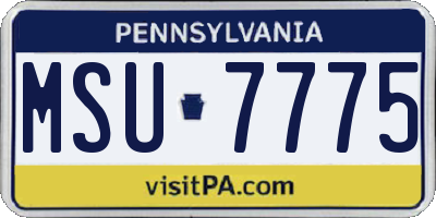 PA license plate MSU7775