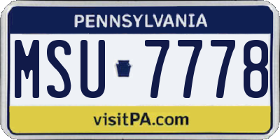 PA license plate MSU7778