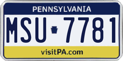 PA license plate MSU7781