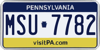 PA license plate MSU7782