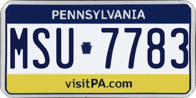PA license plate MSU7783