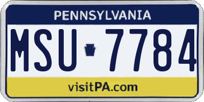 PA license plate MSU7784