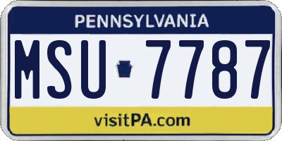 PA license plate MSU7787