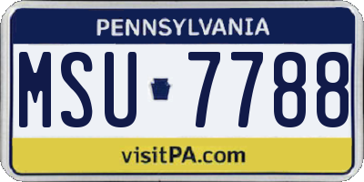 PA license plate MSU7788