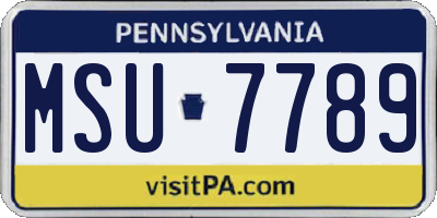 PA license plate MSU7789