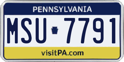 PA license plate MSU7791