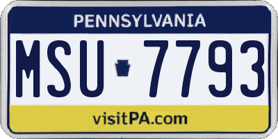 PA license plate MSU7793