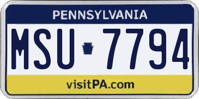 PA license plate MSU7794