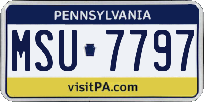 PA license plate MSU7797