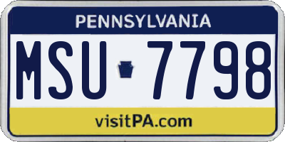 PA license plate MSU7798