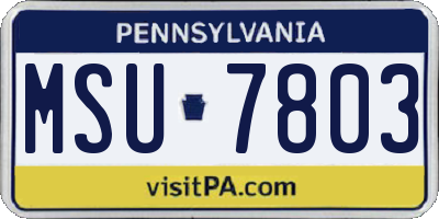 PA license plate MSU7803