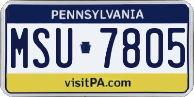 PA license plate MSU7805